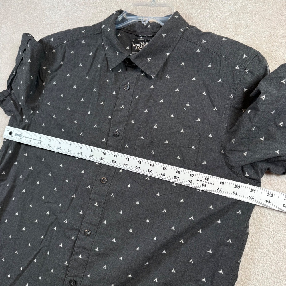 The North Face Button Down Shirt Men Large Grey Short Sleeve Tent Print - Picture 7 of 7